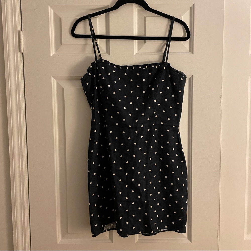 Reformation Navy Polka Dot Tank Dress